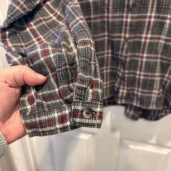 Woolrich Cotton Flannel Plaid Onyx Red, White and Black Button Down Women's XL - Picture 4 of 7